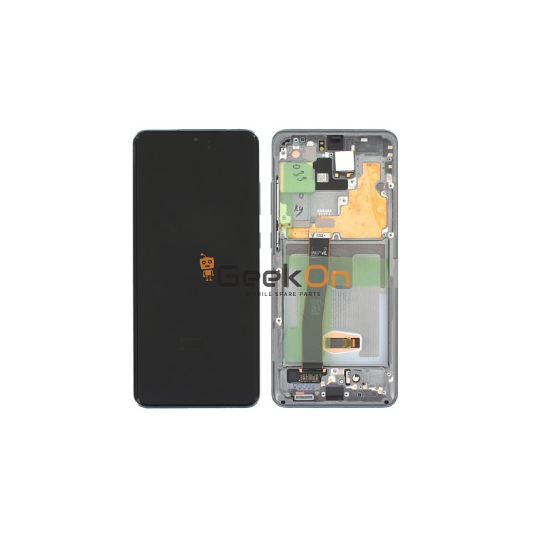 Γνήσια Οθόνη LCD και Μηχανισμός Αφής Με Πλαίσιο για Samsung Galaxy S20 Ultra 5G G988 GH82-26032B Γκρι (Service Pack)