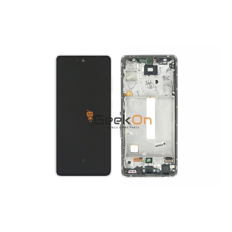 Γνήσια Οθόνη LCD και Μηχανισμός Αφής Με Πλαίσιο για Samsung Galaxy A52 4G A525 / A52 5G A526 GH82-25524D Λευκό (Service Pack)