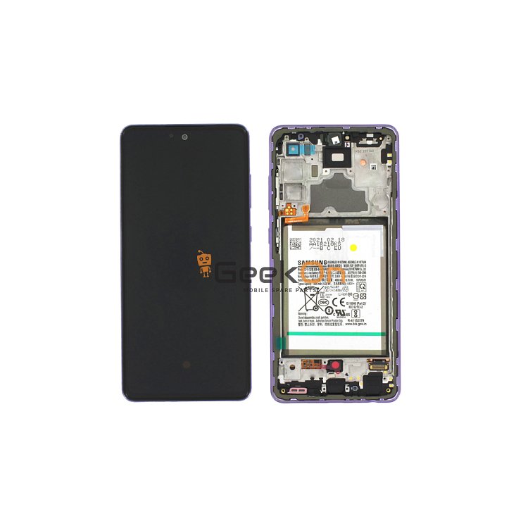 Γνήσια Οθόνη LCD και Μηχανισμός Αφής με Πλαίσιο και Μπαταρία για Samsung A725 Galaxy A72 4G / A726 A72 5G  GH82-25541C Violet (Service Pack)