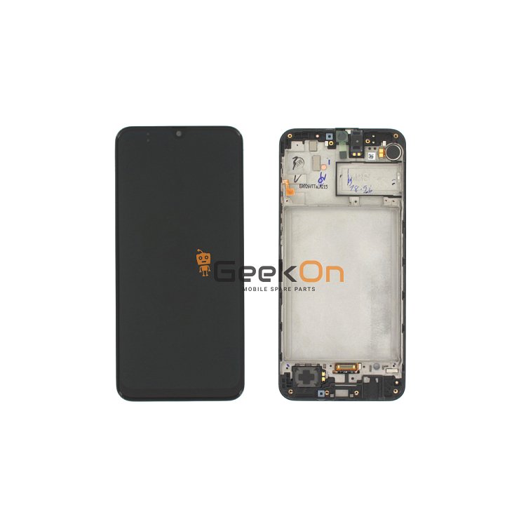 Γνήσια Οθόνη LCD και Μηχανισμός Αφής με Πλαίσιο για Samsung Galaxy M21 2019 M215 GH82-22509A Μαύρο (Service Pack)
