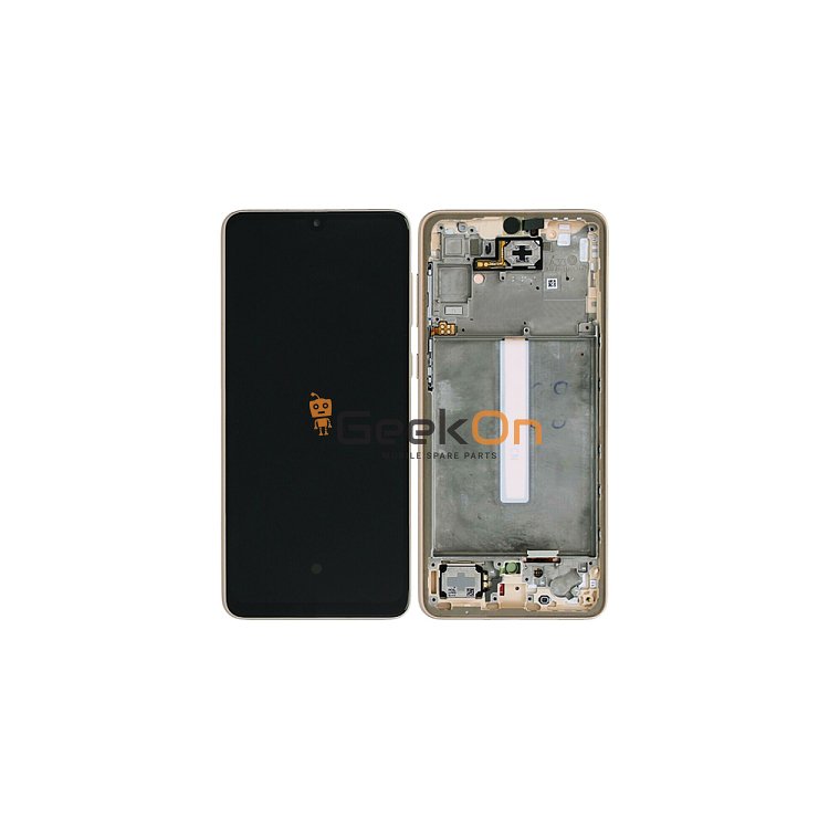 Γνήσια Οθόνη LCD και Μηχανισμός Αφής με Πλαίσιο για Samsung Galaxy A33 5G A336 GH82-28143D Peach (Service Pack)