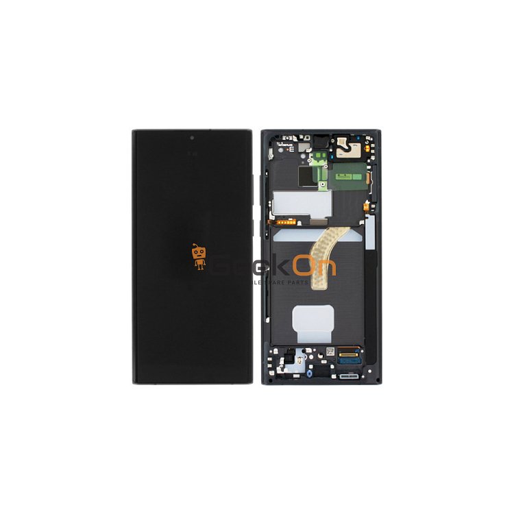 Γνήσια Οθόνη και Μηχανισμός Αφής Με Πλαίσιο για Samsung Galaxy S22 Ultra 5G S908 GH82-27488A Phantom Black (Service Pack)