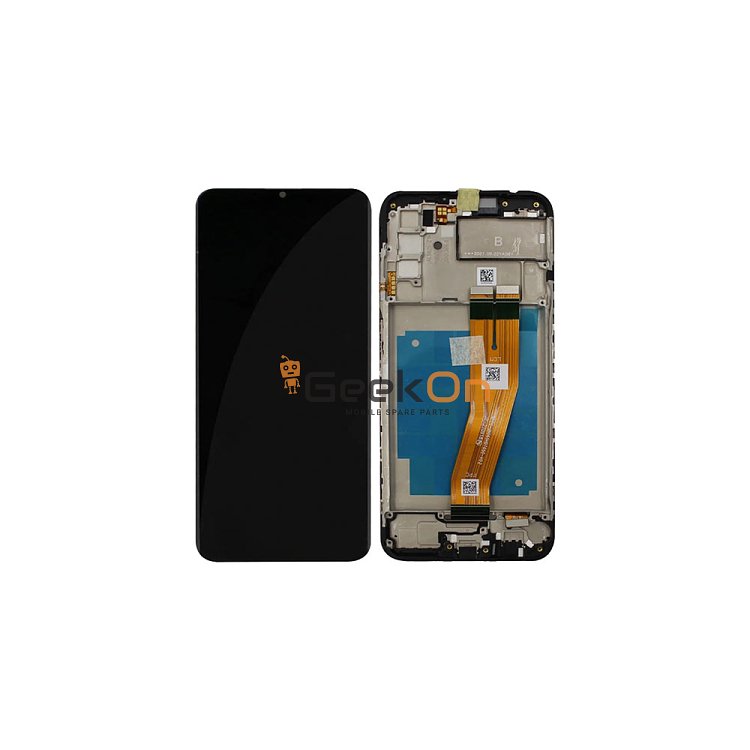 Γνήσια Οθόνη LCD και Μηχανισμός Αφής με Πλαίσιο για Samsung Galaxy A03S A037F (NON EU VERSION) GH81-21232A Μαύρο (Service Pack)