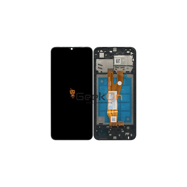 Γνήσια Οθόνη LCD και Μηχανισμός Αφής με Πλαίσιο για Samsung Galaxy A03 Core A032F GH81-21711A Μαύρο (Service Pack)