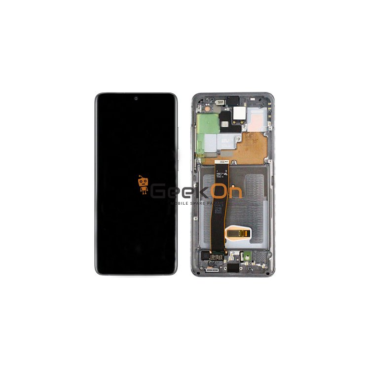 Γνήσια Οθόνη LCD και Μηχανισμός Αφής με Πλαίσιο για Samsung Galaxy S20 Ultra 5G G988 GH82-22327C Λευκό (Service Pack)