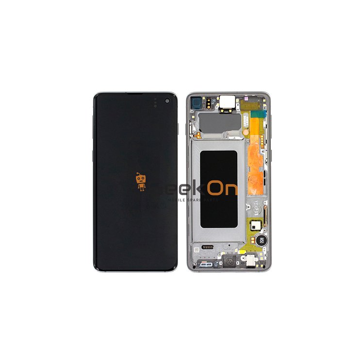 Γνήσια Οθόνη LCD Και Μηχανισμός Αφής Με Πλαίσιο για Samsung Galaxy S10 G973F GH82-18850A Prism Black (Service Pack)