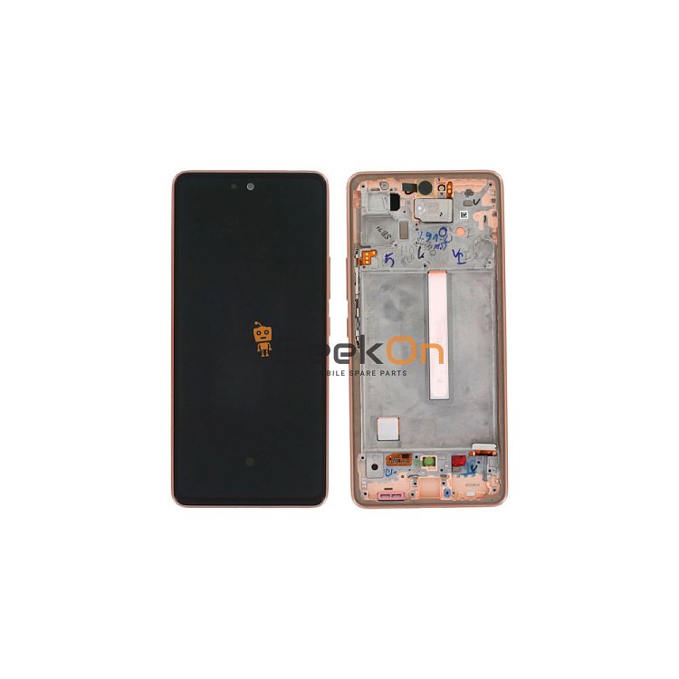 Γνήσια Οθόνη LCD Και Μηχανισμός Αφής Με Πλαίσιο για Samsung Galaxy A53 5G A536 GH82-28024D Peach (Service Pack)