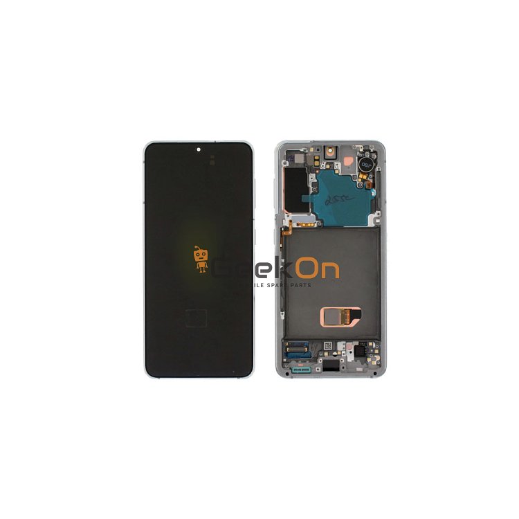 Γνήσια Οθόνη LCD Και Μηχανισμός Αφής Με Πλαίσιο για Samsung Galaxy S21 5G G991B GH82-27256C Phantom White (Service Pack)