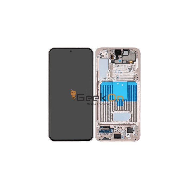 Γνήσια Οθόνη LCD Και Μηχανισμός Αφής Με Πλαίσιο για Samsung Galaxy S22 S901B GH82-27520D GH82-27521D Pink Gold (Service Pack)