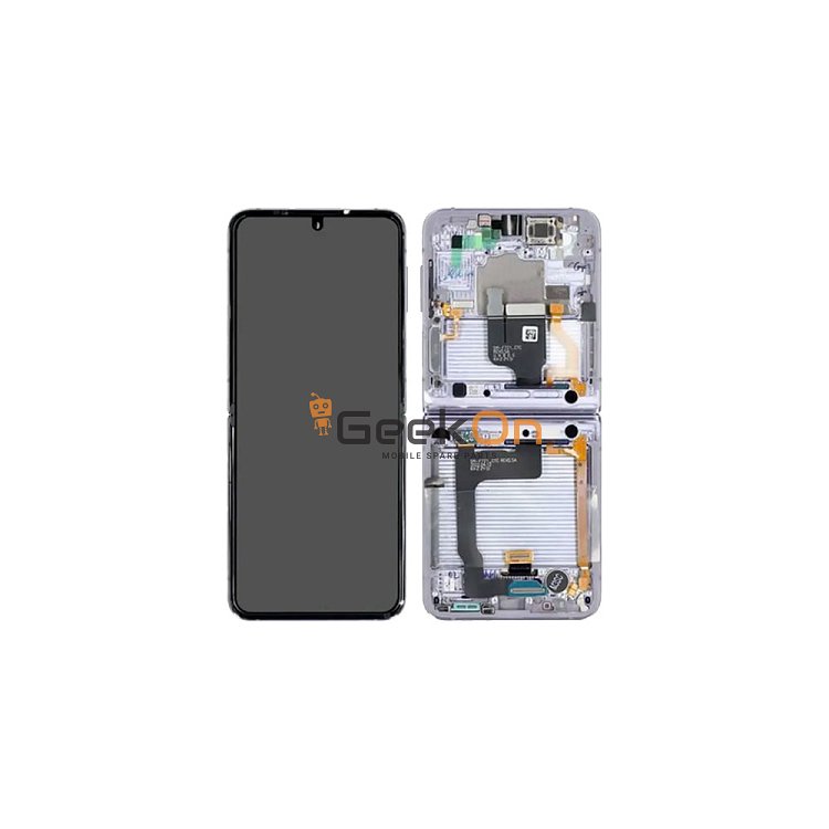 Γνήσια Εσωτερική Οθόνη LCD (inner) Και Μηχανισμός Αφής για Samsung Galaxy Z Flip 4 5G 2022 F721 GH82-29440F Silver (Service Pack)