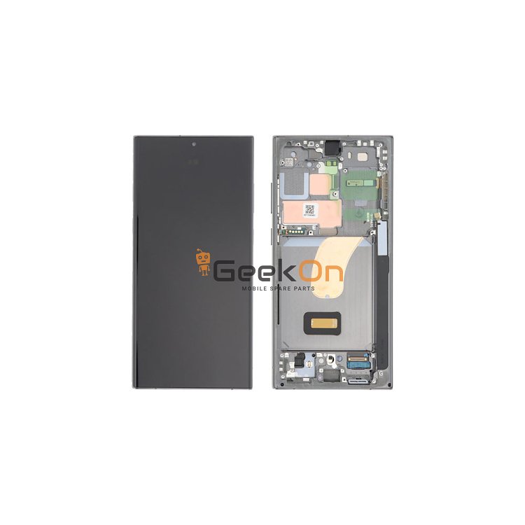 Γνήσια Οθόνη LCD Και Μηχανισμός Αφής Με Πλαίσιο για Samsung Galaxy S23 Ultra 5G S918 GH82-30465G Sky Blue / Light Green (Service Pack)