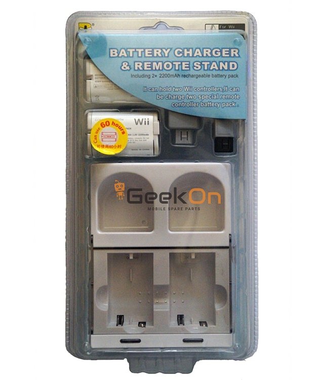 Διπλή βάση φόρτισης χειριστηρίων Wii + 2 μπαταρίες