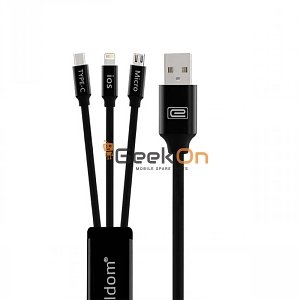 Καλώδιο Φόρτισης Earldom EC-iMC01 USB to 3in1 Type C / Micro Usb / Lightning 1m Μαύρο