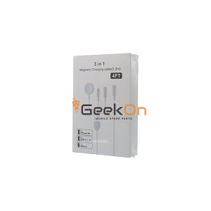 3 σε 1 Μαγνητική Βάση Ενσύρματης Φόρτισης Κινητού / Ακουστικών / Smartwatch με καλώδιο Type-C &amp; Lightning 1,2μ