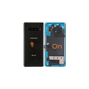Γνήσιο Πίσω Καπάκι με Τζαμάκι Κάμερας για Samsung Galaxy S10 Plus Duos G975F GH82-18869A Black (Service Pack)