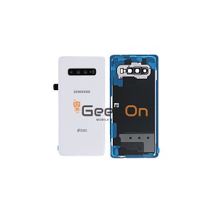Γνήσιο Πίσω Καπάκι με Τζαμάκι Κάμερας για Samsung Galaxy S10 Plus Duos G975F GH82-18869B White (Service Pack)