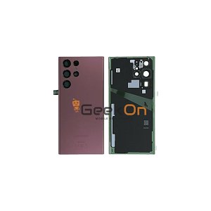 Γνήσιο Πίσω Καπάκι με Τζαμάκι Κάμερας για Samsung Galaxy S22 Ultra S908 GH82-27457B Burgundy (Service Pack)