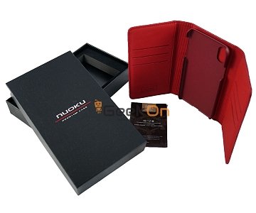 Θήκη Πορτοφόλι Δέρμα NUOKU iPhone Χ Κόκκινο