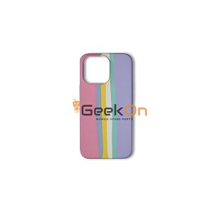 Θήκη Σιλικόνης Σκληρή για iPhone 13 Pro Rainbow Pink