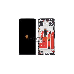 Συμβατή Οθόνη LCD και Μηχανισμός Αφής με Πλαίσιο για Huawei P40 Lite 5G Black Midnight