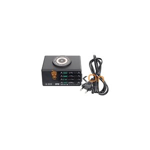 QIANLI MEGA-IDEA PQW110 15W Επιτραπέζιο Τροφοδοτικό με Ασύρματη Φόρτιση 4x Type-C & 4x USB Θύρες - Γρήγορη Φόρτιση με Ψηφιακή Οθόνη για Κινητό / iPad