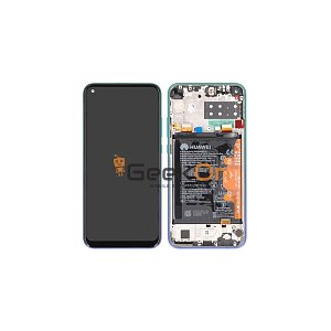Γνήσια Οθόνη LCD και Μηχανισμός Αφής με Πλαίσιο και Μπαταρία για Huawei P40 Lite E 02353FMX Aurora Blue (Service Pack)