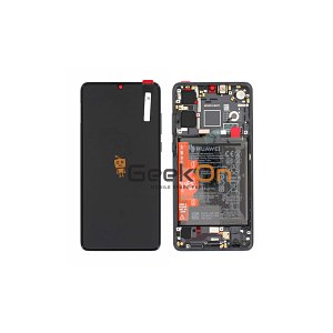 Γνήσια Οθόνη LCD και Μηχανισμός Αφής με Πλαίσιο και Μπαταρία για Huawei P30 (New Version) ELE-L09 / ELE-L29 02354HLT Μαύρο (Service Pack)