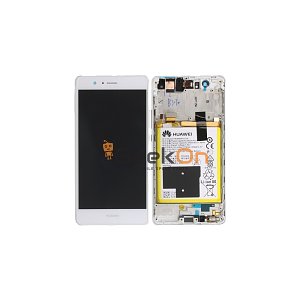 Γνήσια Οθόνη LCD και Μηχανισμός Αφής με Πλαίσιο και Μπαταρία για Huawei P9 Lite 02350SLF Λευκό (Service Pack)