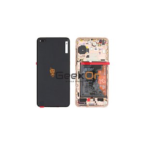 Γνήσια Οθόνη LCD και Μηχανισμός Αφής με Πλαίσιο και Μπαταρία για Huawei P40 02353MFV Χρυσαφί (Service Pack)