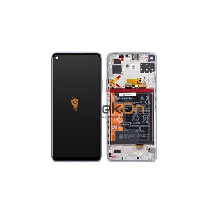 Γνήσια Οθόνη LCD και Μηχανισμός Αφής με Πλαίσιο και Μπαταρία για Huawei P40 Lite 5G 02353SUQ Space Silver (Service Pack)