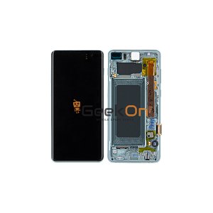 Γνήσια Οθόνη LCD και  Μηχανισμός Αφής με Πλαίσιο για Samsung Galaxy S10 Plus G975F GH82-18849E Πράσινο (Service Pack)