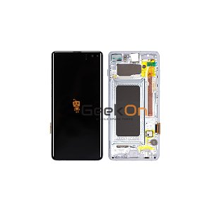 Γνήσια Οθόνη LCD Και Μηχανισμός Αφής με Πλαίσιο για Samsung Galaxy S10 Plus G975F GH82-18849A / GH82-18834A Μαύρο (Service Pack)