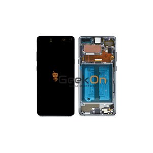 Γνήσια Οθόνη LCD και Μηχανισμός Αφής με Πλαίσιο για Samsung Galaxy S10 5G G977 GH82-20442A Crown Silver (Service Pack)