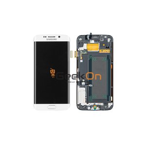 Γνήσια Οθόνη LCD Και Μηχανισμός Αφής με Πλαίσιο για Samsung Galaxy S6 Edge G925F GH97-17162B Λευκό (Service Pack)