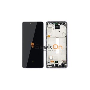 Γνήσια Οθόνη LCD Και Μηχανισμός Αφής Με Πλαίσιο για Samsung Galaxy A52 4G A525 / A52 5G A526 GH82-25524C Βιολετί (Service Pack)