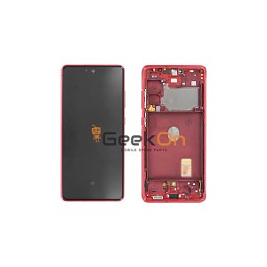 Γνήσια Οθόνη LCD και Μηχανισμός Αφής Με Πλαίσιο για Samsung Galaxy S20 FE 4G SM-G780 GH82-24220E / 24219E Cloud Red (Service Pack)