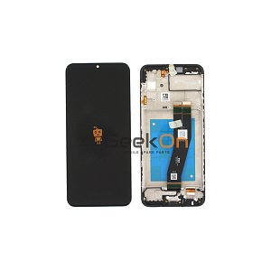 Γνήσια Οθόνη LCD και Μηχανισμός Αφής με Πλαίσιο για Samsung Galaxy A02s A025G GH81-20181A Μαύρο (Service Pack)