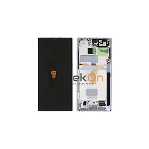 Γνήσια Οθόνη LCD και Μηχανισμός Αφής Με Πλαίσιο για Samsung Galaxy S22 Ultra 5G S908 GH82-27488C Λευκό (Service Pack)