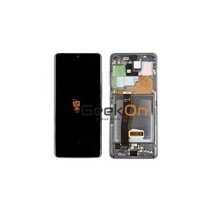 Γνήσια Οθόνη LCD και Μηχανισμός Αφής με Πλαίσιο για Samsung Galaxy S20 Ultra 5G G988 GH82-22327C Λευκό (Service Pack)