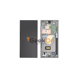 Γνήσια Οθόνη LCD Και Μηχανισμός Αφής Με Πλαίσιο για Samsung Galaxy S23 Ultra 5G S918 GH82-30465G Sky Blue / Light Green (Service Pack)