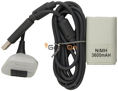 Καλώδιο φόρτισης χειριστηρίου XBOX 360 + επαναφορτιζόμενη μπαταρία