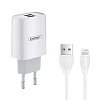 Earldom Power Lightning Cable 1m και 2x USB 2.1A Wall Adapter ES-194 Λευκό
