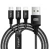 Καλώδιο Φόρτισης Earldom EC-iMC17 USB to 3in1 Type C / Micro Usb / Lightning 1m Ασήμι